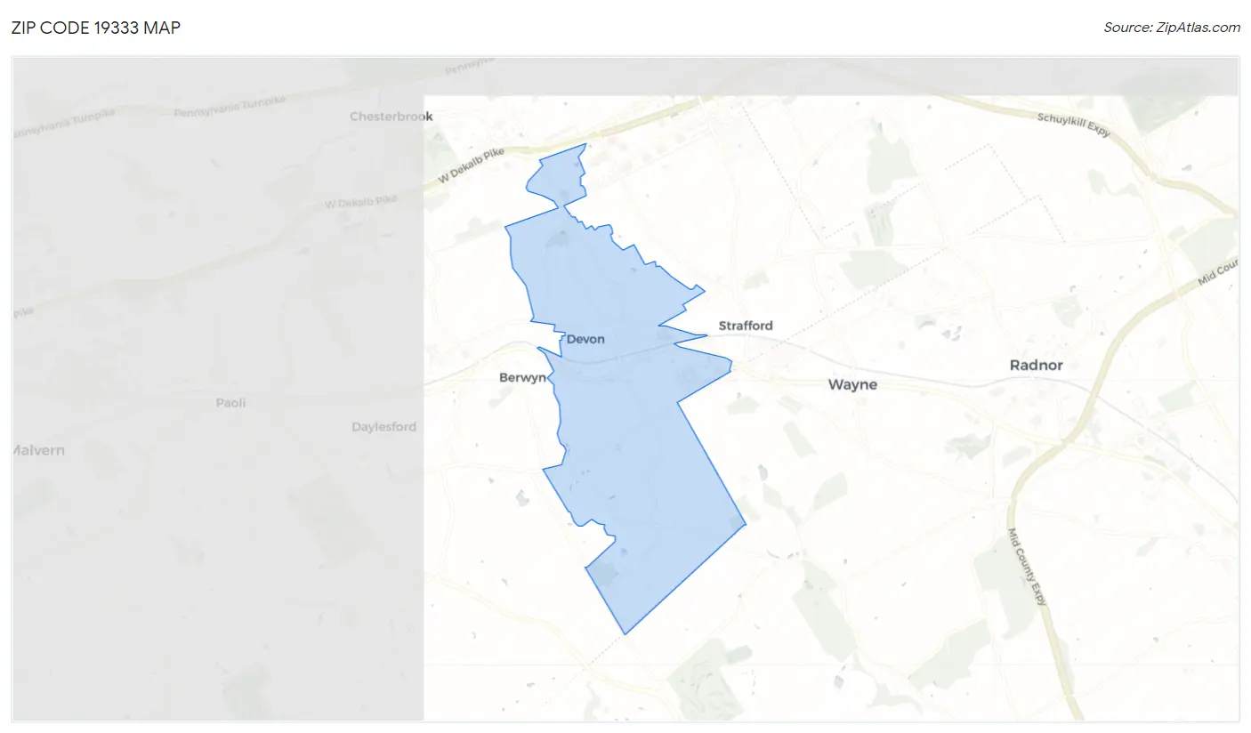 Zip Code 19333 Map