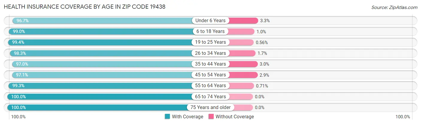 Health Insurance Coverage by Age in Zip Code 19438