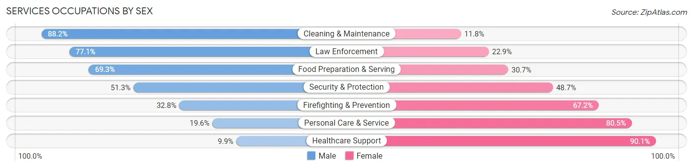 Services Occupations by Sex in Zip Code 19440