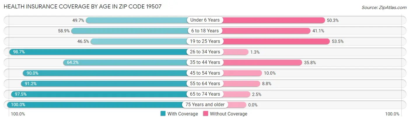 Health Insurance Coverage by Age in Zip Code 19507