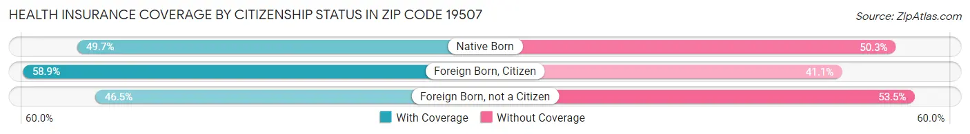 Health Insurance Coverage by Citizenship Status in Zip Code 19507