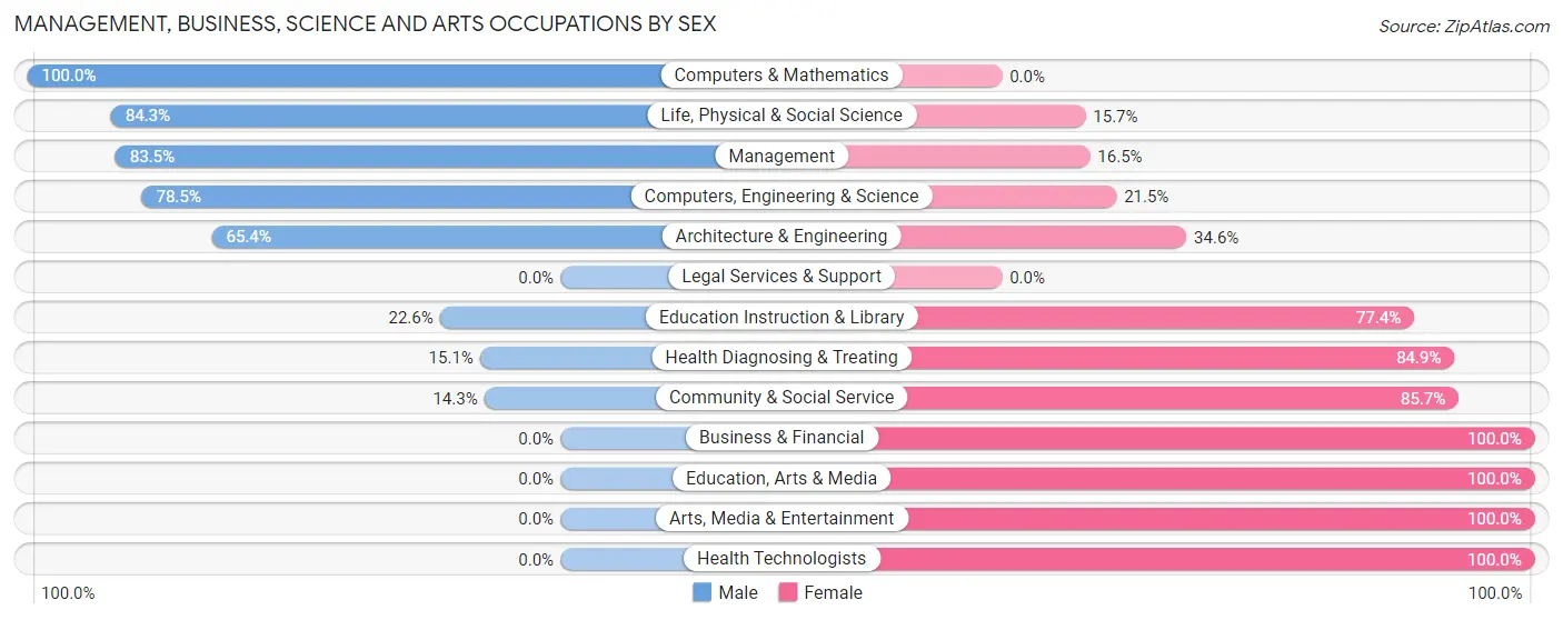 Management, Business, Science and Arts Occupations by Sex in Zip Code 19507