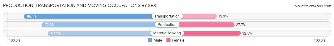 Production, Transportation and Moving Occupations by Sex in Zip Code 19701