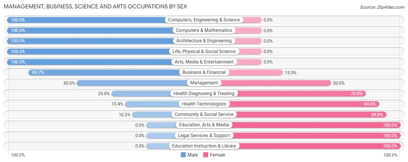 Management, Business, Science and Arts Occupations by Sex in Zip Code 19706
