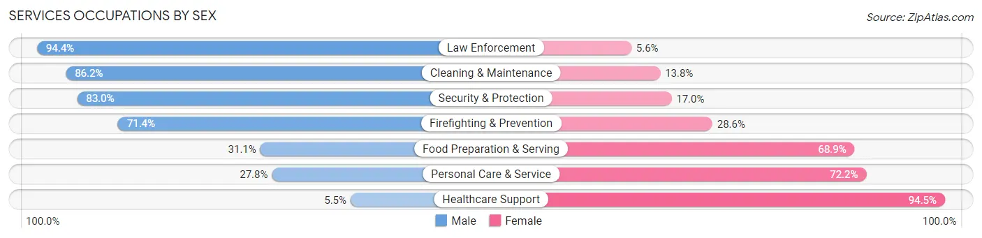 Services Occupations by Sex in Zip Code 19734