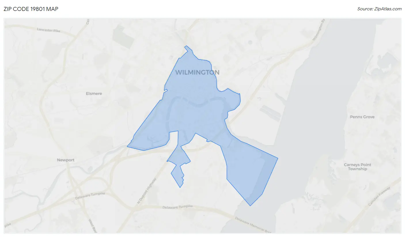 Zip Code 19801 Map