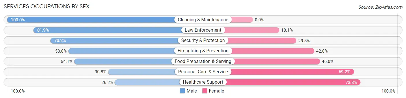 Services Occupations by Sex in Zip Code 19803