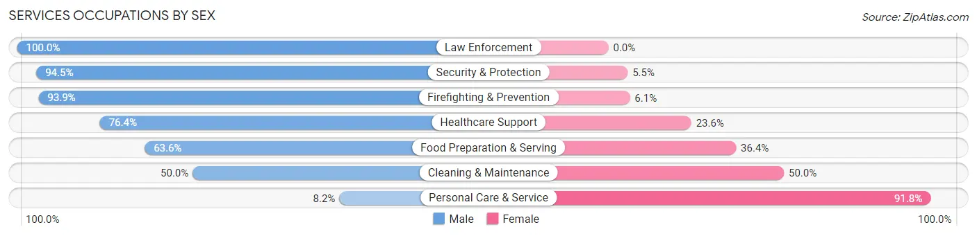 Services Occupations by Sex in Zip Code 19809