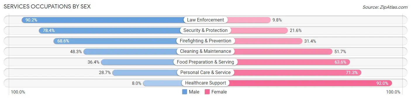Services Occupations by Sex in Zip Code 19901