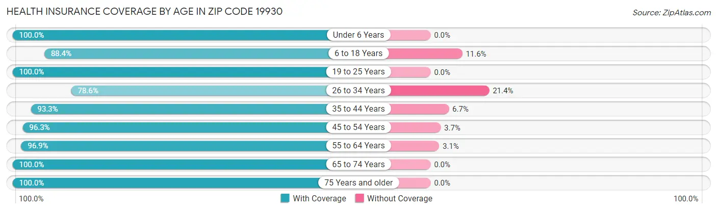 Health Insurance Coverage by Age in Zip Code 19930