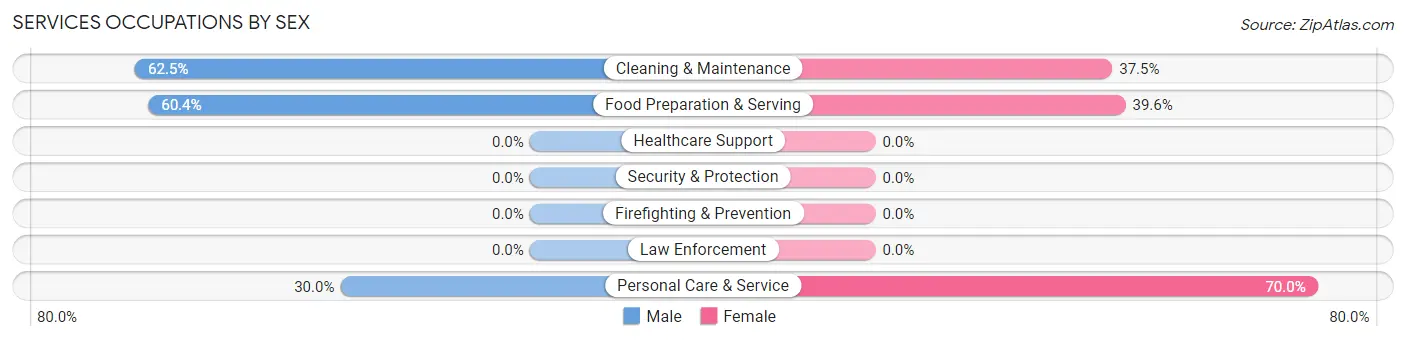 Services Occupations by Sex in Zip Code 19930