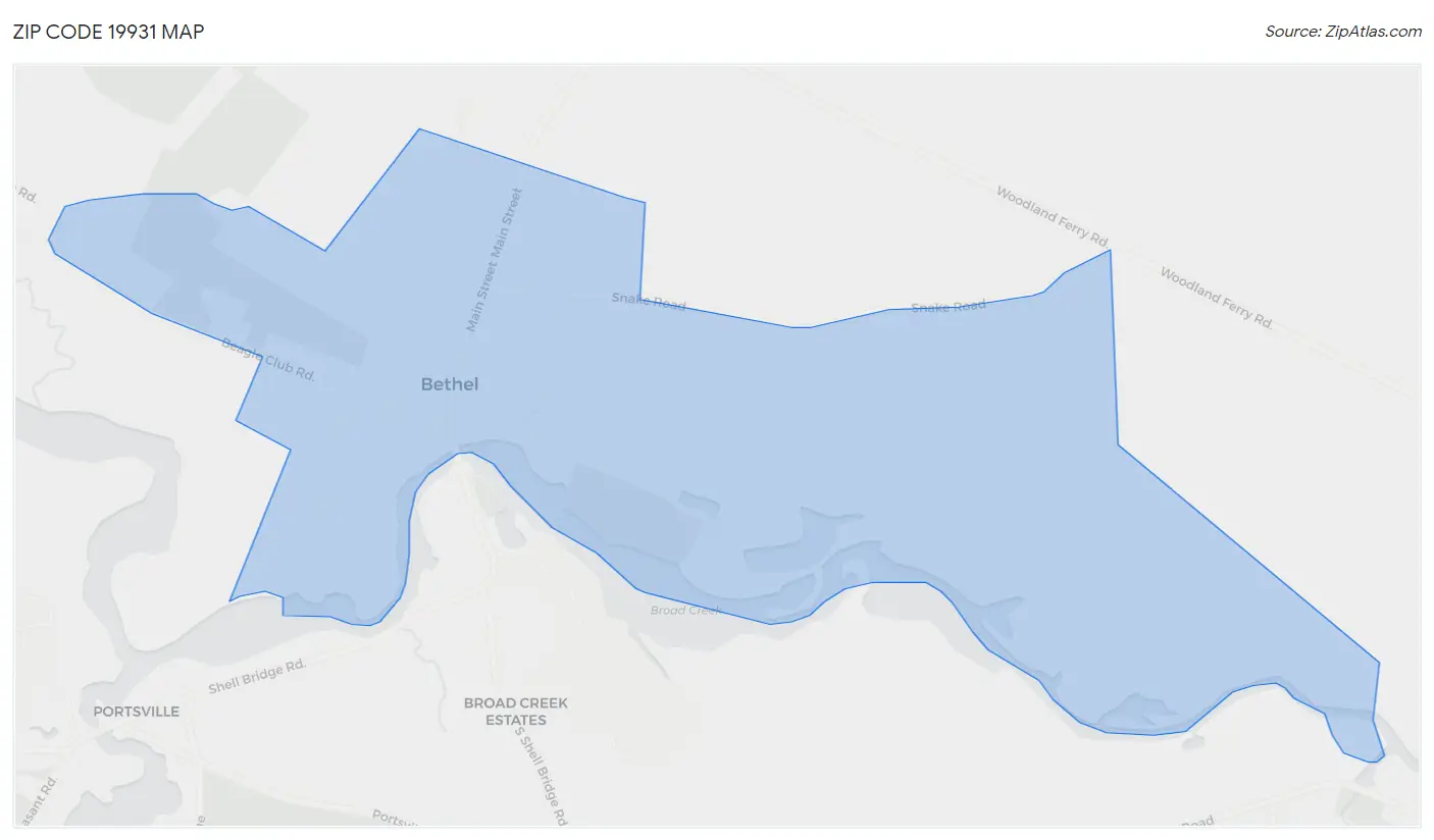 Zip Code 19931 Map