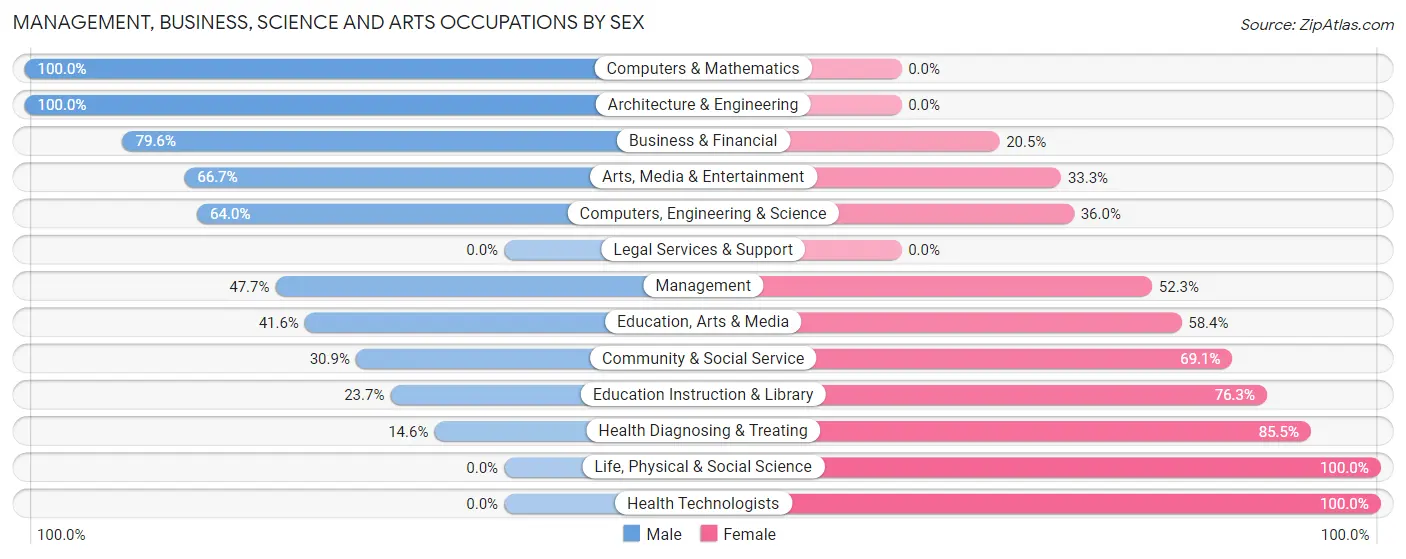 Management, Business, Science and Arts Occupations by Sex in Zip Code 19933
