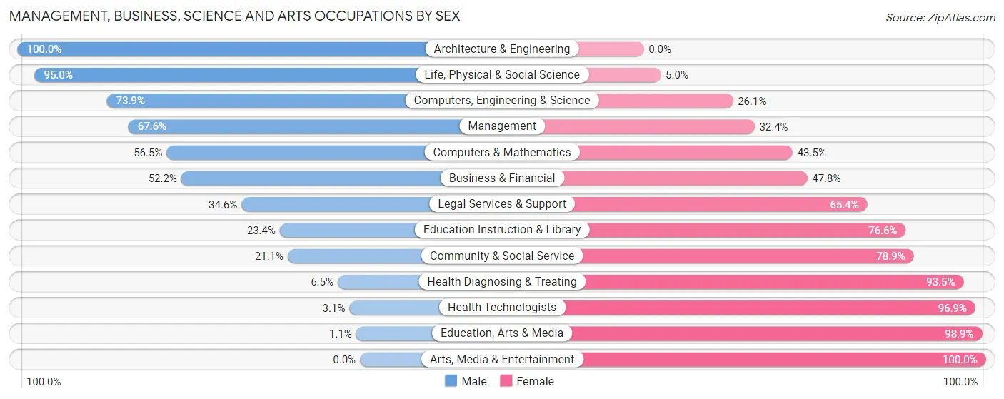 Management, Business, Science and Arts Occupations by Sex in Zip Code 19938