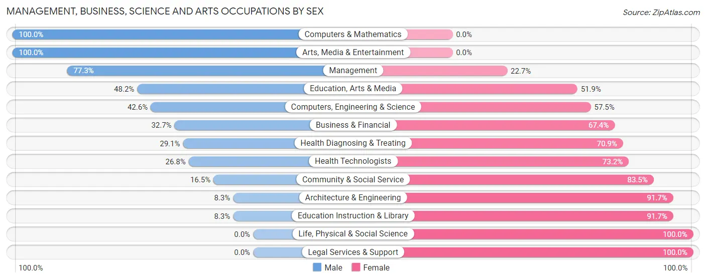 Management, Business, Science and Arts Occupations by Sex in Zip Code 19940