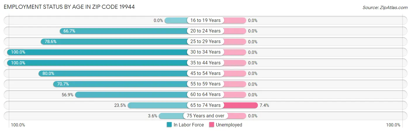 Employment Status by Age in Zip Code 19944
