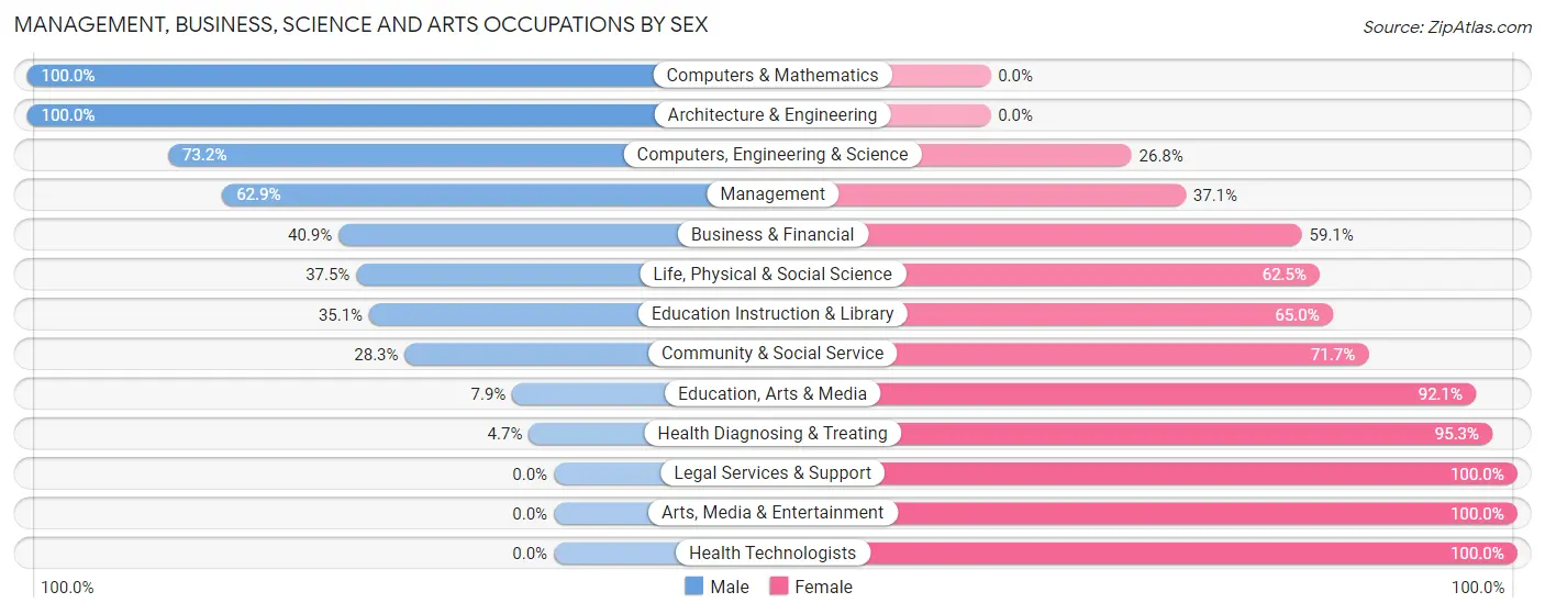 Management, Business, Science and Arts Occupations by Sex in Zip Code 19945