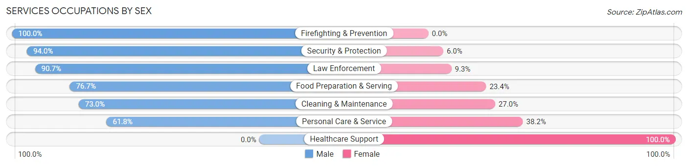Services Occupations by Sex in Zip Code 19952