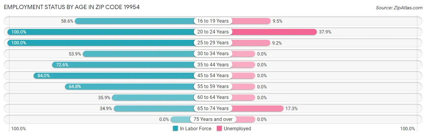 Employment Status by Age in Zip Code 19954