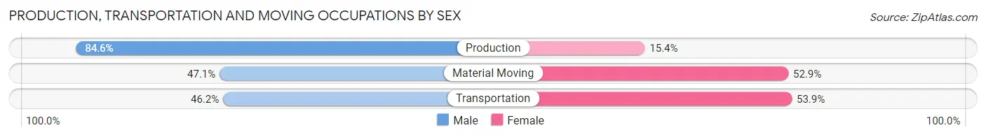 Production, Transportation and Moving Occupations by Sex in Zip Code 19954