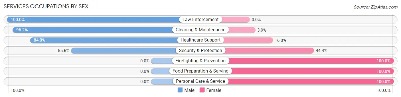 Services Occupations by Sex in Zip Code 19954