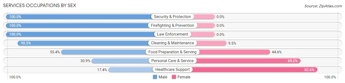 Services Occupations by Sex in Zip Code 19962