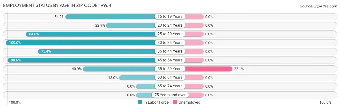 Employment Status by Age in Zip Code 19964