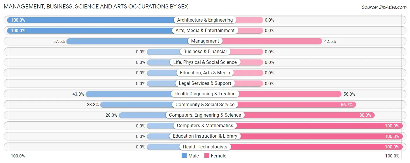 Management, Business, Science and Arts Occupations by Sex in Zip Code 19964