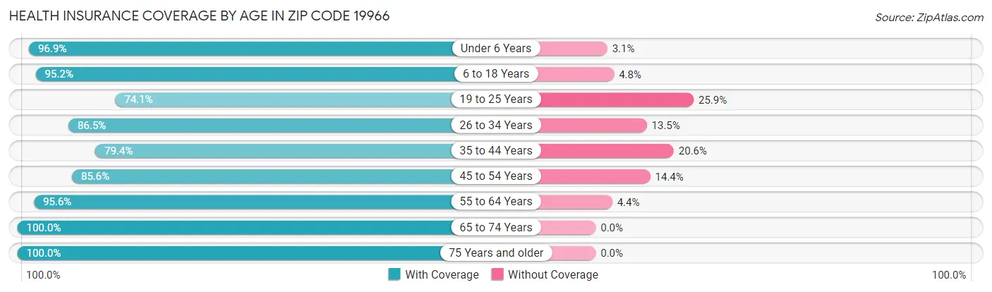 Health Insurance Coverage by Age in Zip Code 19966
