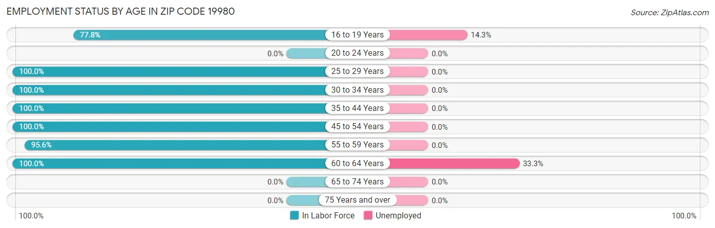 Employment Status by Age in Zip Code 19980