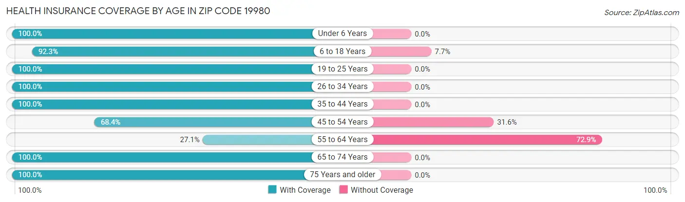Health Insurance Coverage by Age in Zip Code 19980