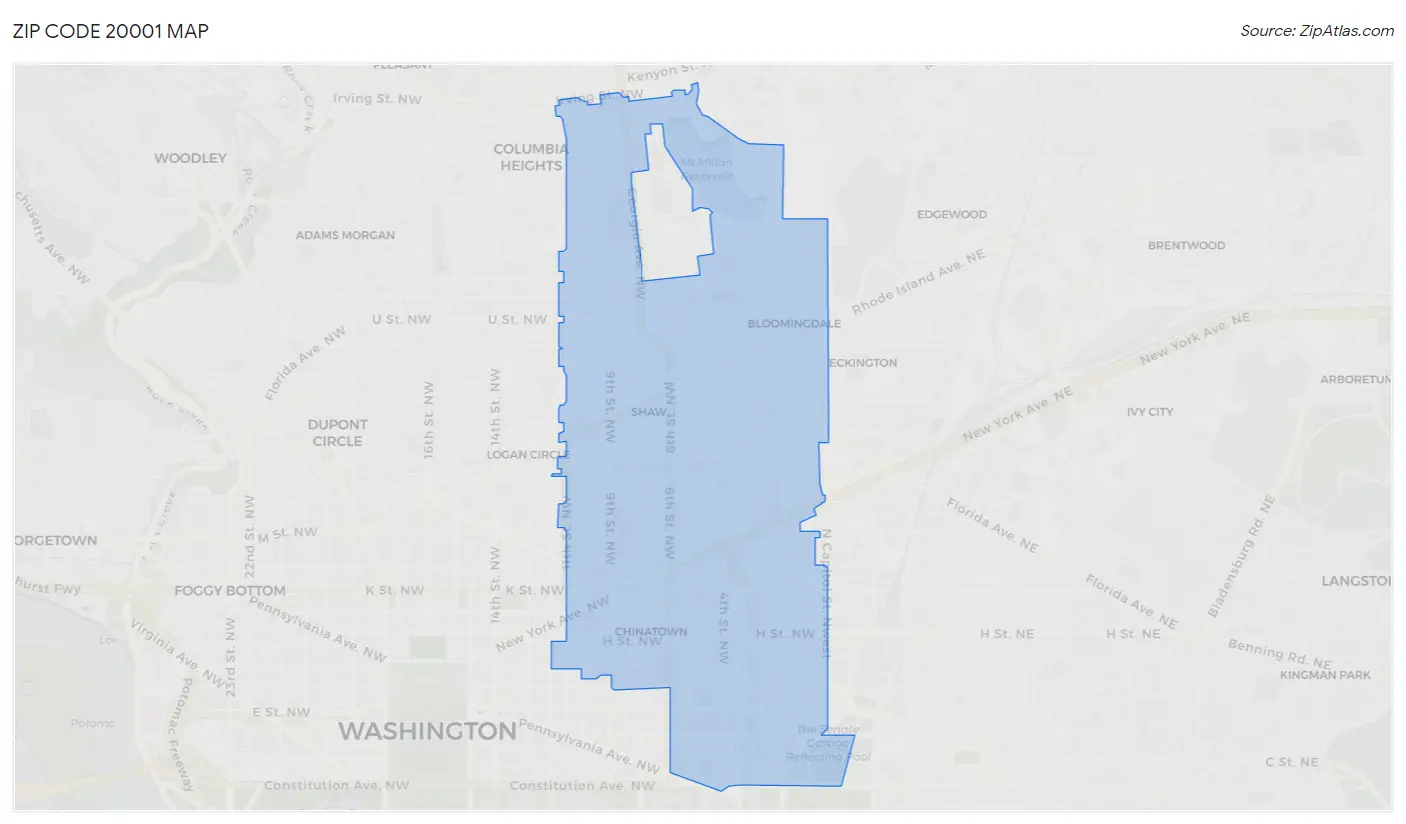 Zip Code 20001 Map