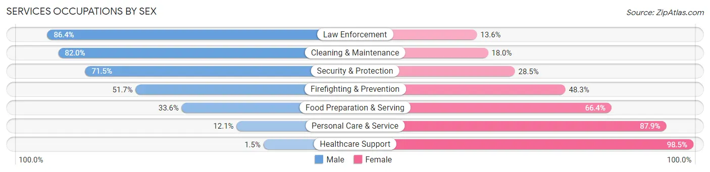 Services Occupations by Sex in Zip Code 20003