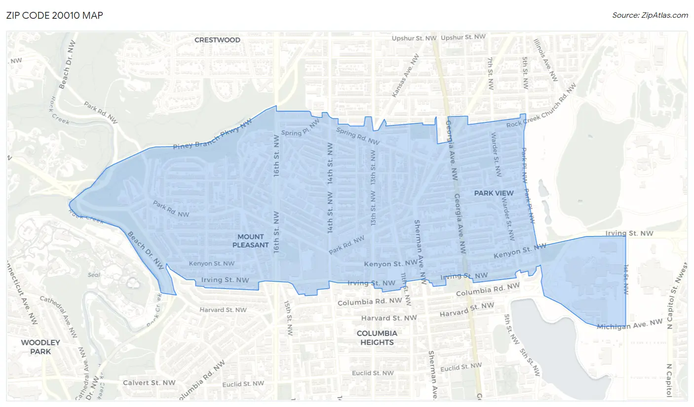 Zip Code 20010 Map