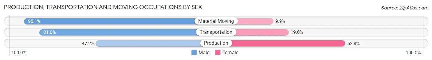 Production, Transportation and Moving Occupations by Sex in Zip Code 20010