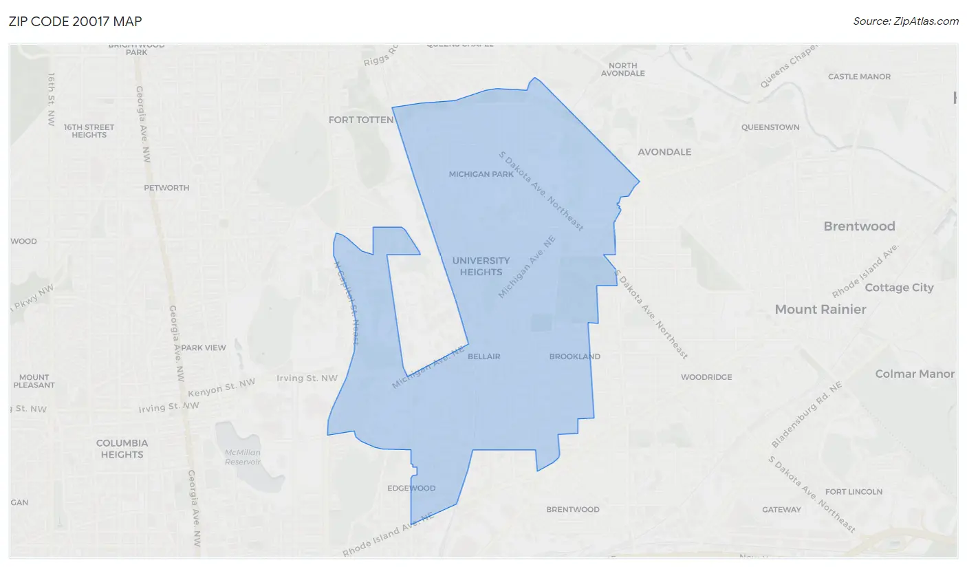 Zip Code 20017 Map