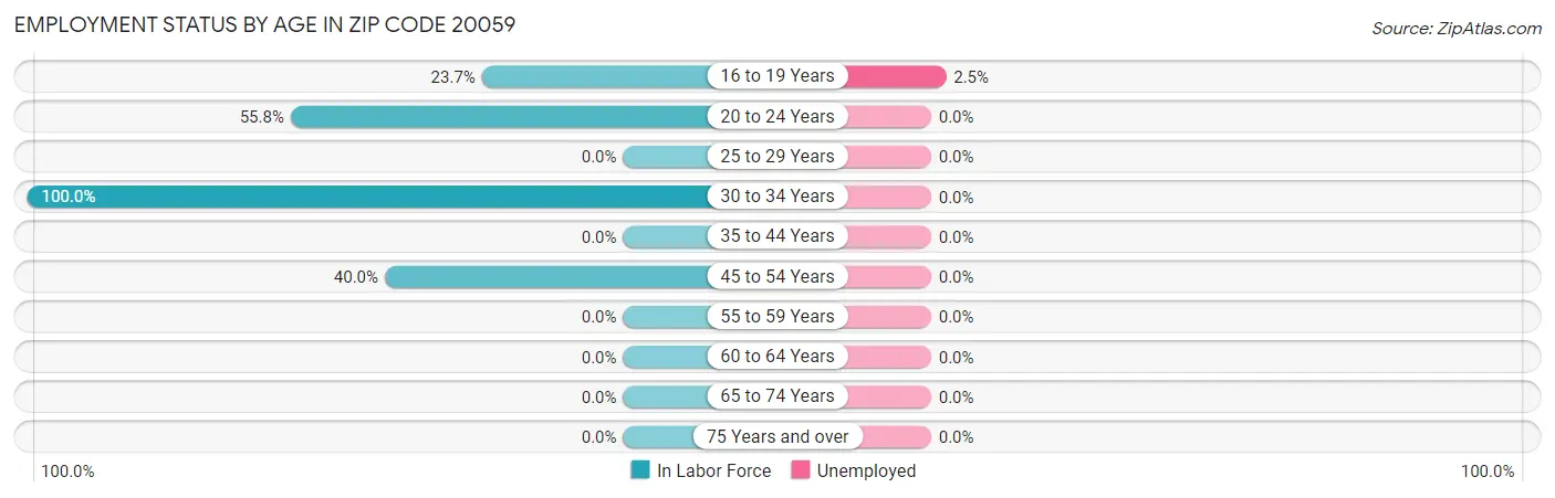 Employment Status by Age in Zip Code 20059