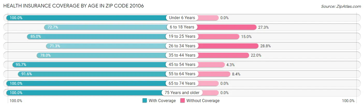 Health Insurance Coverage by Age in Zip Code 20106
