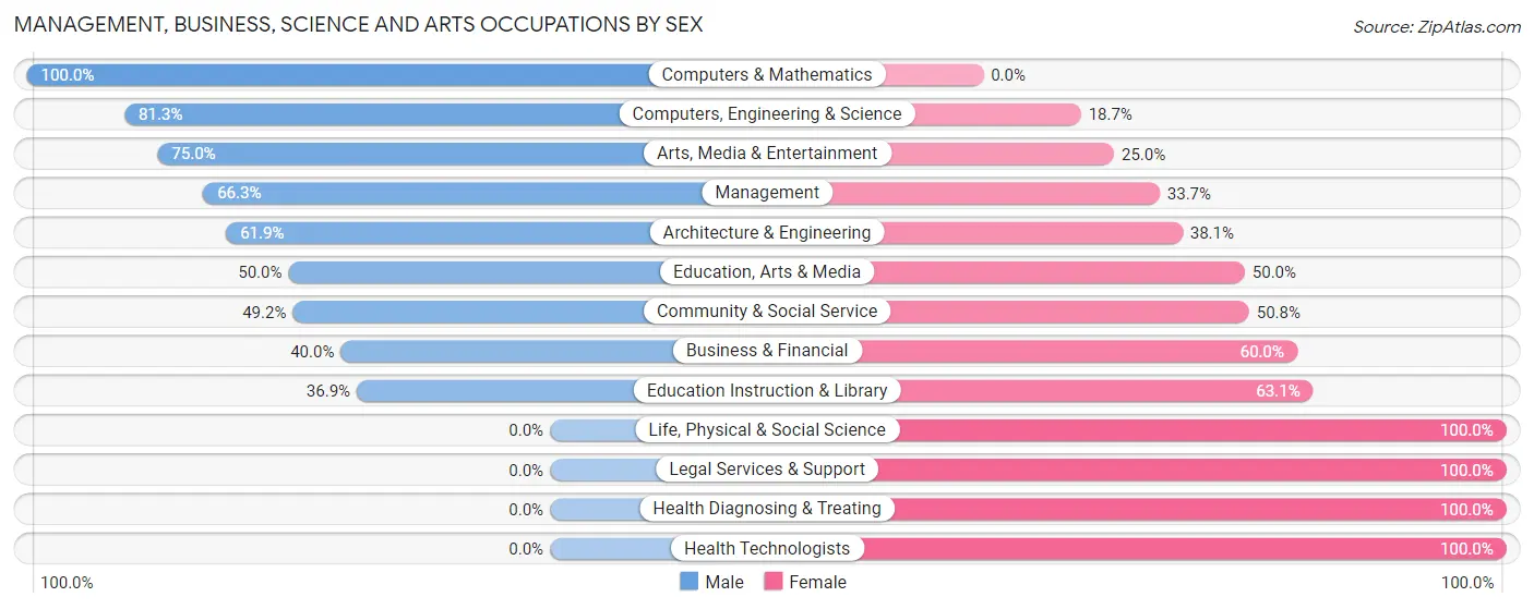 Management, Business, Science and Arts Occupations by Sex in Zip Code 20106