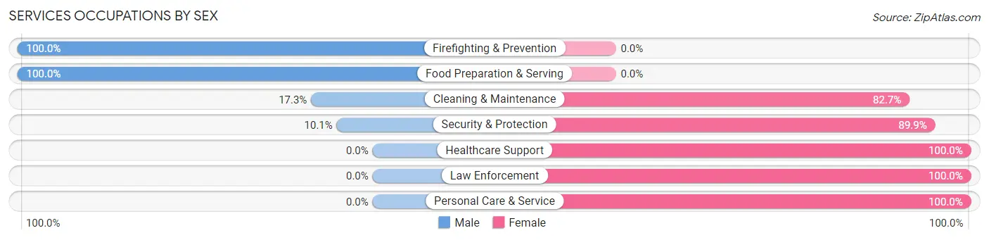 Services Occupations by Sex in Zip Code 20106