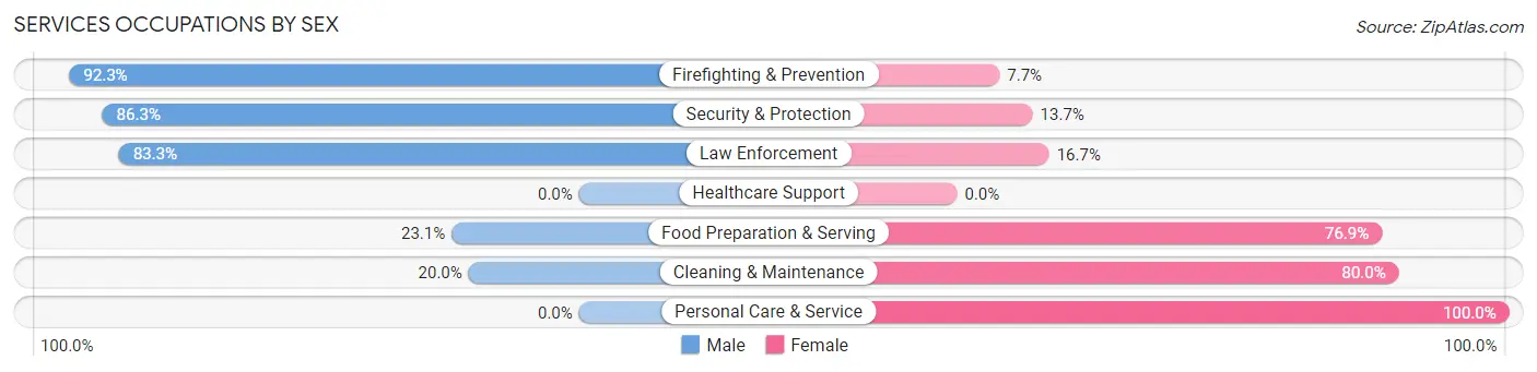 Services Occupations by Sex in Zip Code 20117