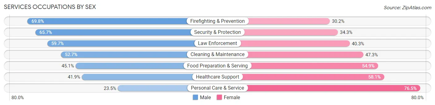 Services Occupations by Sex in Zip Code 20120