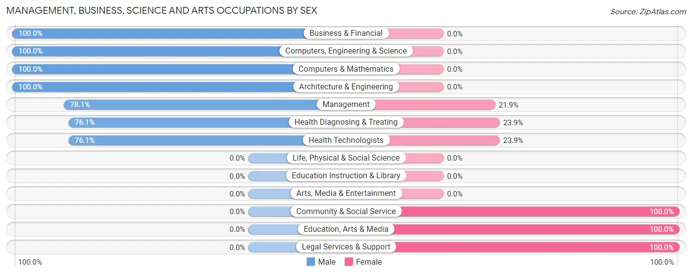 Management, Business, Science and Arts Occupations by Sex in Zip Code 20129