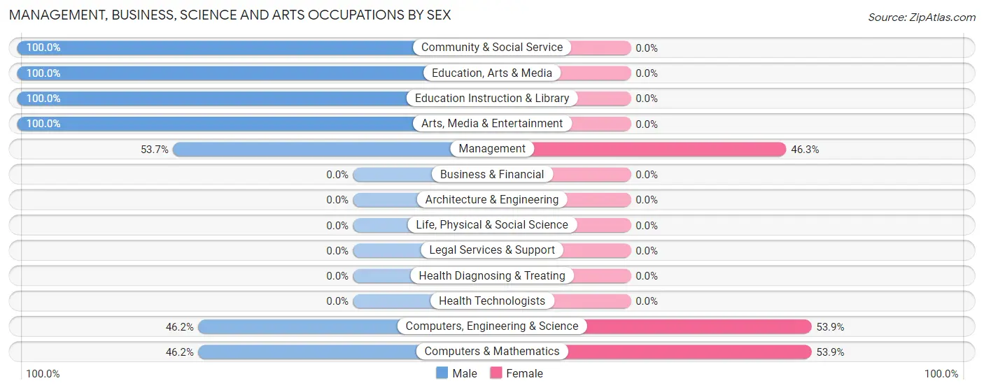 Management, Business, Science and Arts Occupations by Sex in Zip Code 20130