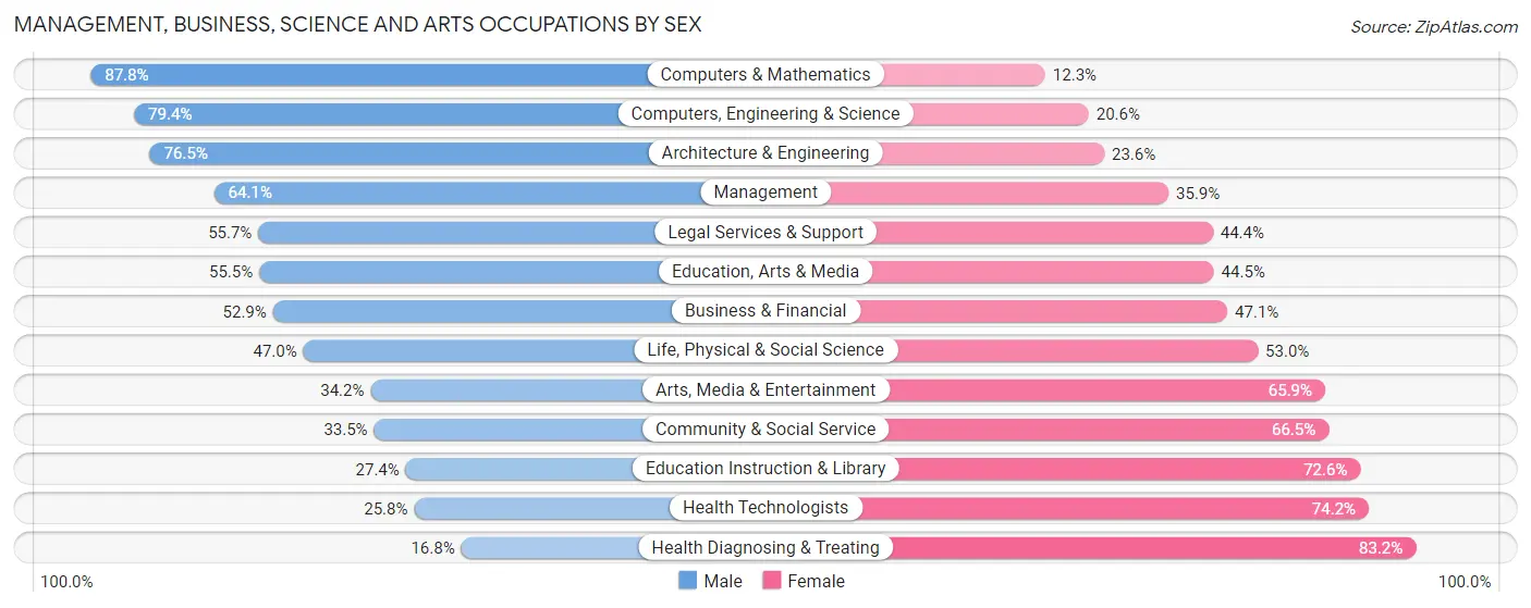 Management, Business, Science and Arts Occupations by Sex in Zip Code 20132