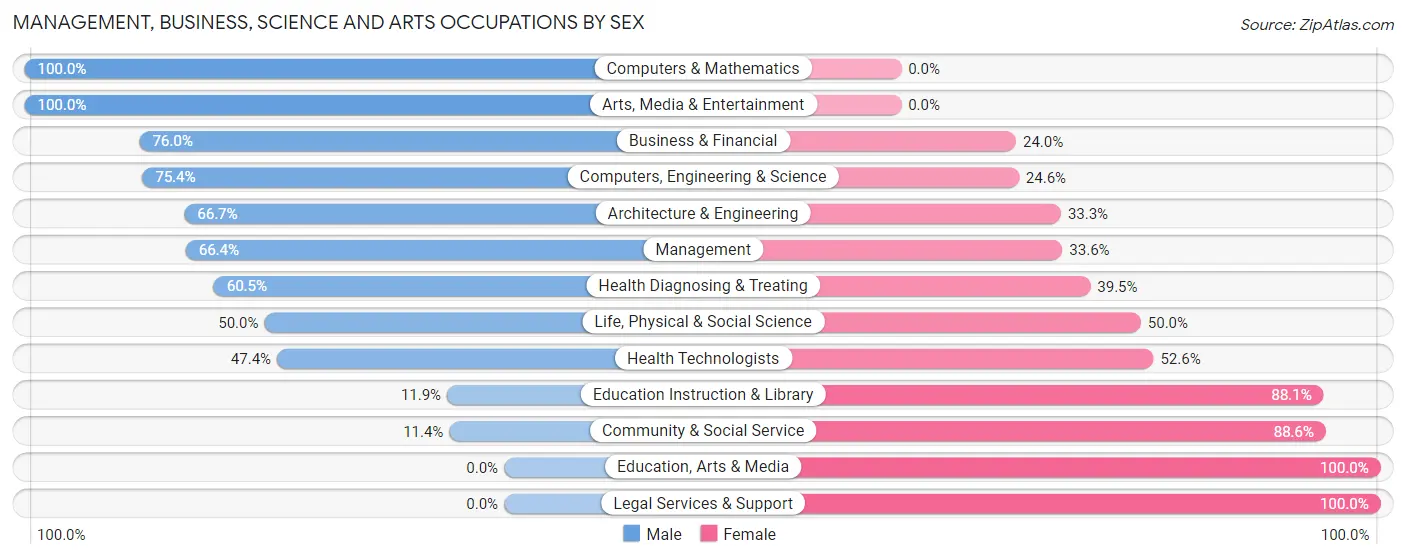 Management, Business, Science and Arts Occupations by Sex in Zip Code 20137