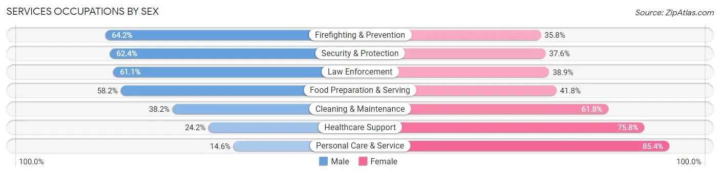 Services Occupations by Sex in Zip Code 20187