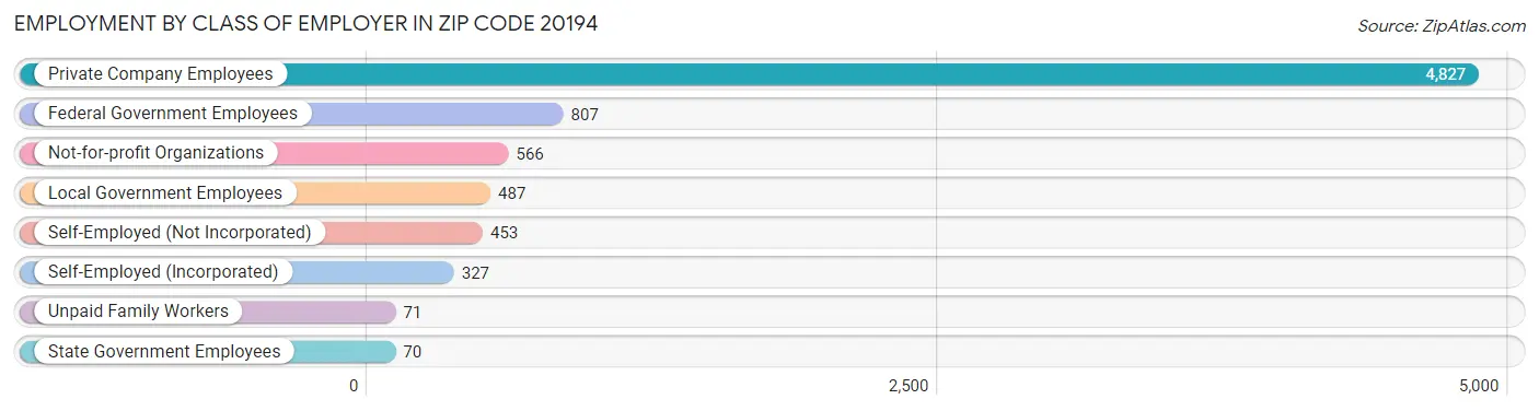 Employment by Class of Employer in Zip Code 20194