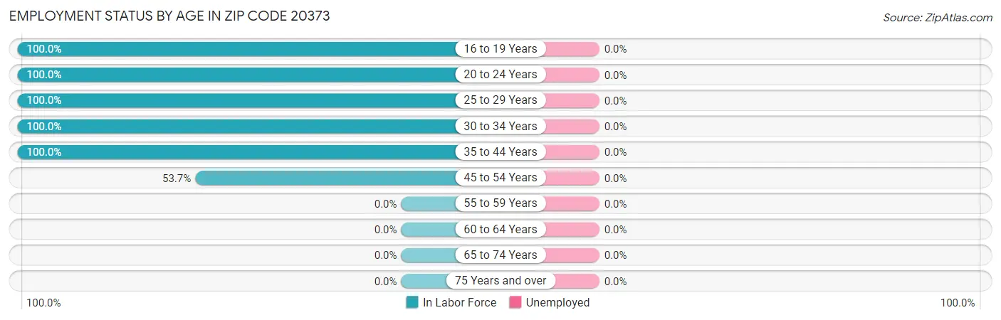Employment Status by Age in Zip Code 20373