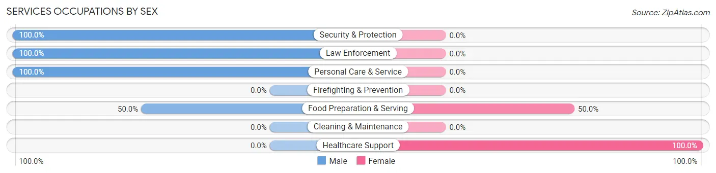 Services Occupations by Sex in Zip Code 20373